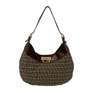 FENDI Brown Leather Shoulder Bag